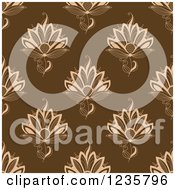 Poster, Art Print Of Seamless Tan And Brown Henna Lotus Flower Pattern