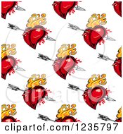 Poster, Art Print Of Seamless Heart And Flaming Cupid Arrows Background Pattern