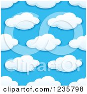 Poster, Art Print Of Seamless Puffy White Cloud And Blue Sky Background Pattern
