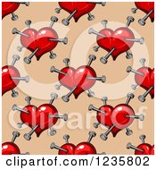 Clipart Of A Seamless Heart And Pins Background Pattern Royalty Free Vector Illustration