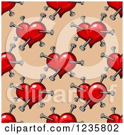 Poster, Art Print Of Seamless Heart And Pins Background Pattern