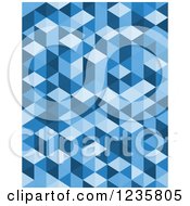 Clipart Of A Blue Geometric Cubic Background Royalty Free Vector Illustration by Vector Tradition SM