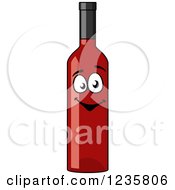 Clipart Of A Happy Red Wine Bottle Character Royalty Free Vector Illustration