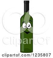 Clipart Of A Happy Green Wine Bottle Character Royalty Free Vector Illustration