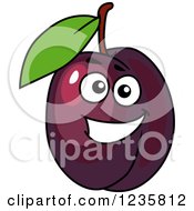 Clipart Of A Smiling Plum Character Royalty Free Vector Illustration