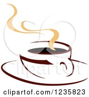 Poster, Art Print Of Brown Cafe Coffee Cup With Steam 47