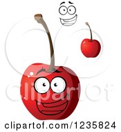Clipart Of A Happy Cherry Character Royalty Free Vector Illustration