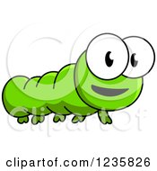 Clipart Of A Happy Green Caterpillar Royalty Free Vector Illustration