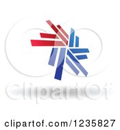 Clipart Of A Red And Blue Floating Windmill Royalty Free Vector Illustration