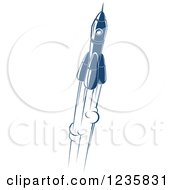 Clipart Of A Retro Blue Space Rocket 9 Royalty Free Vector Illustration