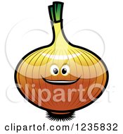 Clipart Of A Smiling Yellow Onion Character Royalty Free Vector Illustration