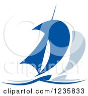 Clipart Of Blue Regatta Sailboats 10 Royalty Free Vector Illustration