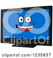 Clipart Of A Happy Television Screen Royalty Free Vector Illustration
