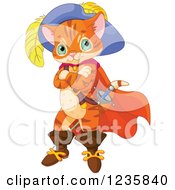 Clipart Of A Puss In Boots Cat Standing Upright Royalty Free Vector Illustration