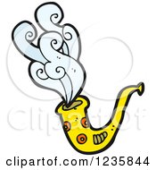 Clipart Of A Trumpet With Water Royalty Free Vector Illustration by lineartestpilot