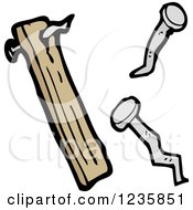 Clipart Of Nails And Wood Royalty Free Vector Illustration