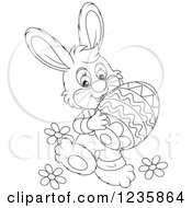 Poster, Art Print Of Black And White Male Easter Bunny Rabbit Carrying An Egg