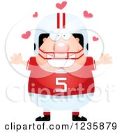 Poster, Art Print Of Caucasian Male Football Player With Open Arms And Hearts