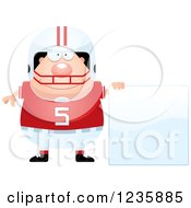 Clipart Of A Caucasian Male Football Player With A Sign Royalty Free Vector Illustration by Cory Thoman