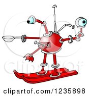 Poster, Art Print Of Red Skiing Robot
