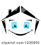 Poster, Art Print Of Black And White Happy Home Character With Blue Eyes