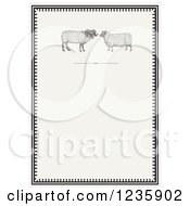 Clipart Of A Vintage Invitation With A Ram And Sheep On Beige Royalty Free Vector Illustration