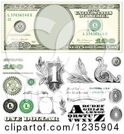 Poster, Art Print Of One Hundred Dollar Bill And Money Design Elements