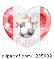 Poster, Art Print Of 3d Canadian Flag Heart And Soccer Ball