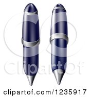 Clipart Of Blue And Chrome Pens Royalty Free Vector Illustration