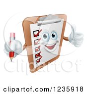 Poster, Art Print Of Happy Survey Clipboard Holding A Pencil And Thumb Up