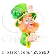 Poster, Art Print Of St Patricks Day Leprechaun Looking Around And Pointing To A Sign