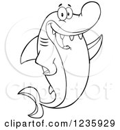 Poster, Art Print Of Black And White Shark Character Waving