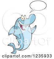 Poster, Art Print Of Talking Shark Character Waving