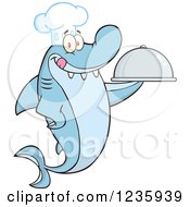 Poster, Art Print Of Shark Chef Character Holding A Platter