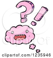 Clipart Of Surprised Pink Cloud Royalty Free Vector Illustration