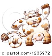 Poster, Art Print Of Sporty Cow Playing Soccer