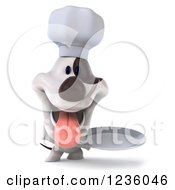 Clipart Of A 3d Chef Jack Russell Terrier Dog Holding A Plate Royalty Free Illustration by Julos