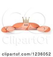 Clipart Of A 3d King Crab Above A Sign 2 Royalty Free Illustration by Julos