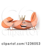 Clipart Of A 3d King Crab By A Sign Royalty Free Illustration