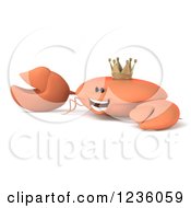 Clipart Of A 3d King Crab Presenting 2 Royalty Free Illustration