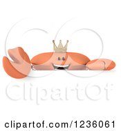 Clipart Of A 3d King Crab Above A Sign Royalty Free Illustration