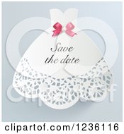 Poster, Art Print Of Doily Wedding Dress Save The Date Invitation