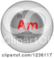 Poster, Art Print Of Round Red And Silver Americium Chemical Element Icon
