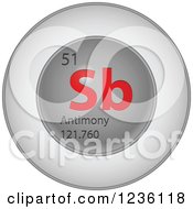 Poster, Art Print Of 3d Round Red And Silver Antimony Chemical Element Icon