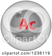 Poster, Art Print Of 3d Round Red And Silver Actinium Chemical Element Icon