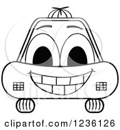 Clipart Of A Black And White Happy Car Royalty Free Vector Illustration by Andrei Marincas
