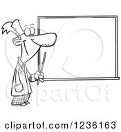Clipart Of A Black And White Male Science Teacher Pointing To A Chalk Board Royalty Free Vector Illustration