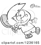Poster, Art Print Of Black And White Boy Swinging A Tennis Racket
