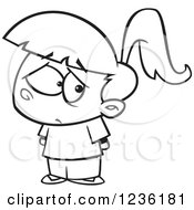 Clipart Of A Black And White Sad Rejected Girl Royalty Free Vector Illustration