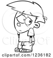 Clipart Of A Black And White Sad Rejected Boy Royalty Free Vector Illustration